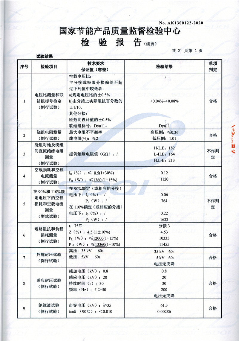 高低压试验报告-S11-1250集贤集贤集贤油浸式变压器-2.jpg